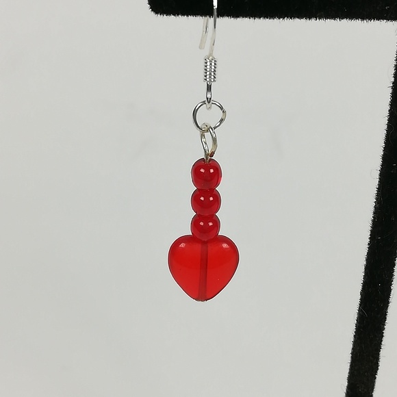 Glass heart earrings - Picture 2 of 2